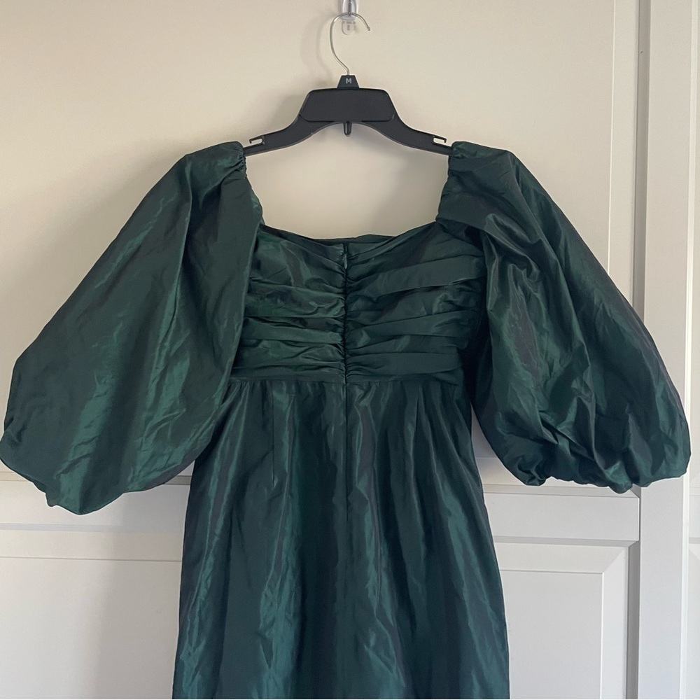 New! Tanya Taylor Charlotte puff sleeve off the shoulder midi Dress 30448 - Picture 6 of 12